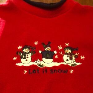 Croft & Barrow C&B Spirt sz small red long sleeve sweater shirt  snow snowman